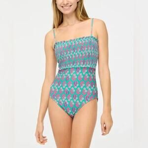 J. Crew Smocked Ella One Piece Swimsuit Resort Vacation Regal Rose Small